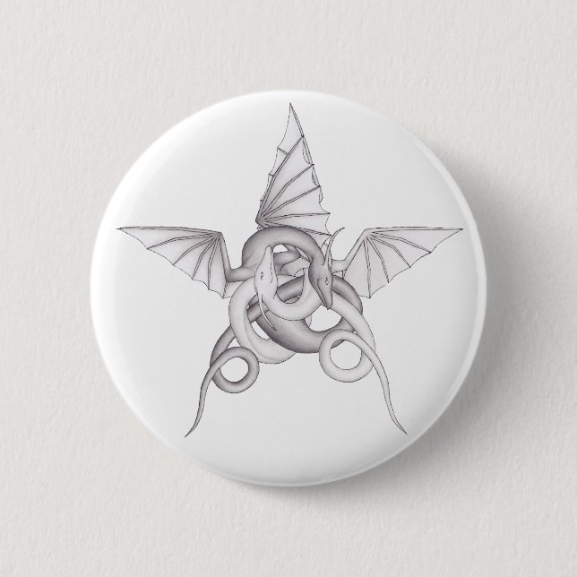 Badge Rond 5 Cm Pentagone étoilé de dragon (Devant)