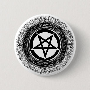 Badge Rond 5 Cm Pentagone étoilé fleuri