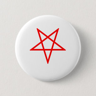 Badge Rond 5 Cm Pentagone étoilé inversé par rouge
