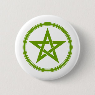 Badge Rond 5 Cm Pentagone étoilé olive de pentagramme