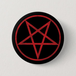 Badge Rond 5 Cm Pentagone étoilé rouge