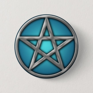 Badge Rond 5 Cm Pentagramme argenté sur l'eau