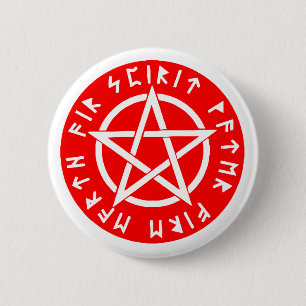 Badge Rond 5 Cm Pentagramme blanc de Wiccan