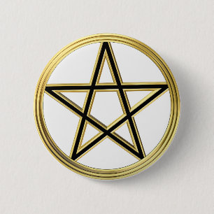 Badge Rond 5 Cm Pentagramme doré