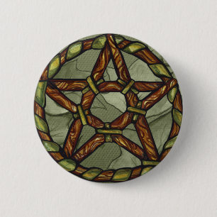 Badge Rond 5 Cm Pentagramme druide païen Art Nature sorcière
