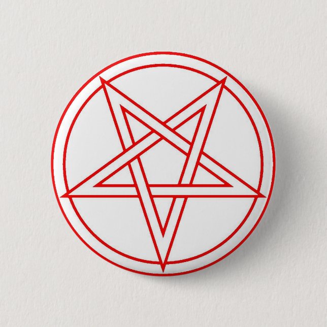 Badge Rond 5 Cm Pentagramme inversé par rouge (Devant)