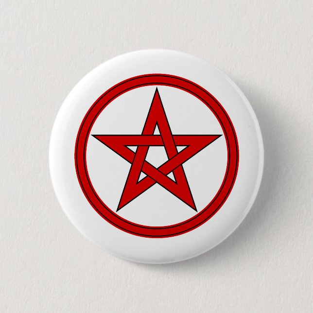 Badge Rond 5 Cm Pentagramme rouge et noir (Devant)