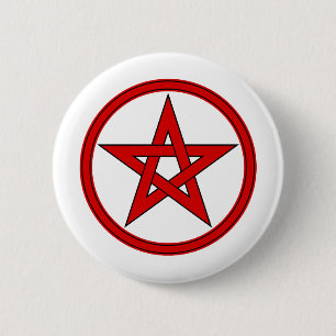 Badge Rond 5 Cm Pentagramme rouge et noir