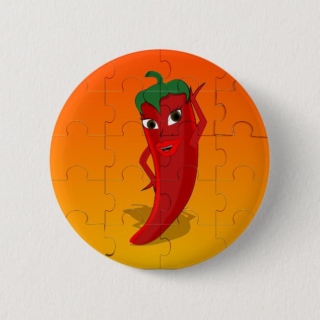 Badge Rond 5 Cm Pepper Rouge Diva Puzzle (Devant)