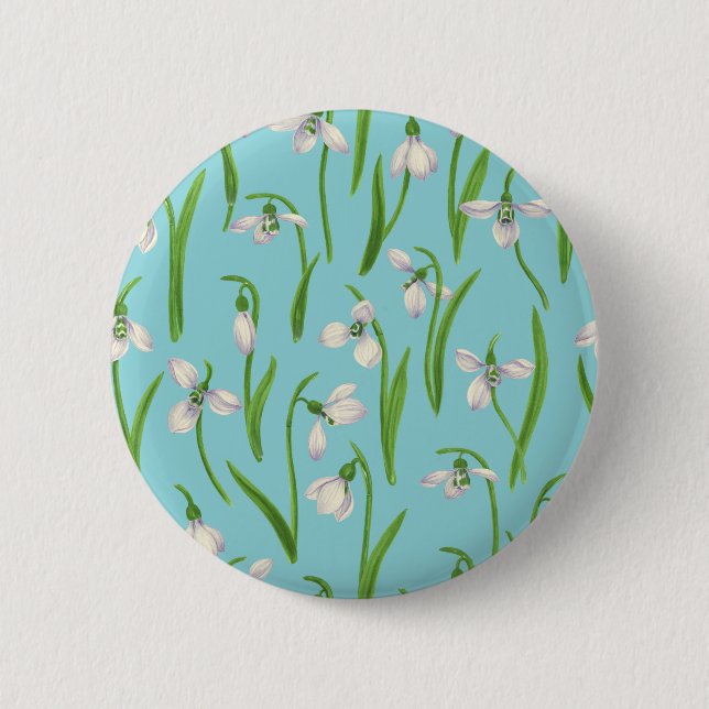 Badge Rond 5 Cm Perce-neige sur fond bleu piscine (Devant)