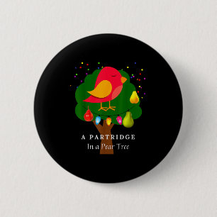 Badge Rond 5 Cm Perdrix dans un poirier Les douze jours de Noël