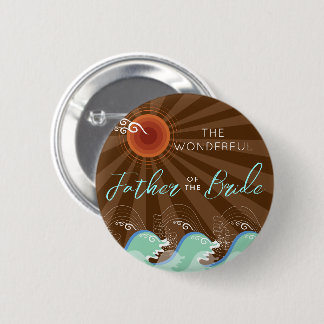 Badge Rond 5 Cm PÈRE DE LA BRIDE Cool Waves & Brown Mariage