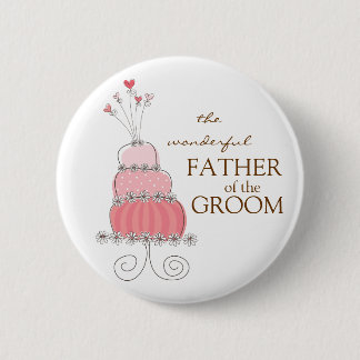 Badge Rond 5 Cm PÈRE du bouton rose doux de gâteau de mariage de