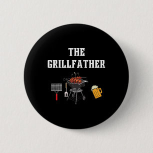 Badge Rond 5 Cm Père du grill Grill drôle Viande BBQ Papa Grand-pè
