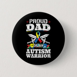 Badge Rond 5 Cm Père Fière D'Un Guerrier Autiste Guerrier Autiste