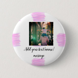 Badge Rond 5 Cm Père fils papa aquarelle rose violet ajouter une i