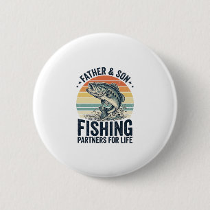 Badge Rond 5 Cm Père Fils Partenaires de Pêche Vintage Bass Shirt_