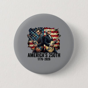 Badge Rond 5 Cm Père fondateur Abe Lincoln jouant de la guitare 25
