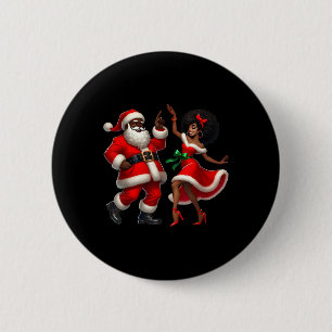 Badge Rond 5 Cm Père Noël africain Mme Claus dansant afro-américai