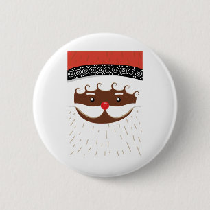Badge Rond 5 Cm père Noël afro-américain