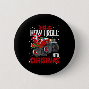 Badge Rond 5 Cm Père Noël afro-américain camion monstre C