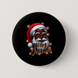 Badge Rond 5 Cm Père Noël afro-américain Pyjama de Noël Noir X-ma