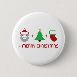Badge Rond 5 Cm Père Noël + Arbre + Stockage = Joyeux Noël