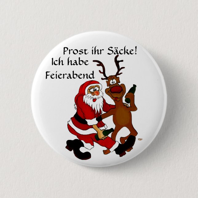Badge Rond 5 Cm Père Noël avec élan (Devant)