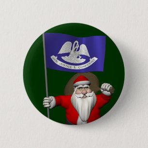 Badge Rond 5 Cm Père Noël avec l'enseigne de la Louisiane