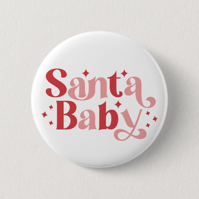 Badge Rond 5 Cm Père Noël Baby - Typographie de Noël rétro (Devant)