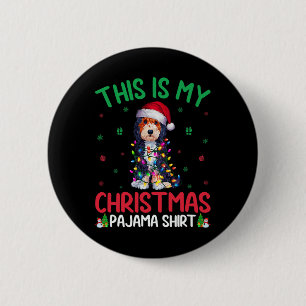 Badge Rond 5 Cm Père Noël Bernedoodé Chien Christ