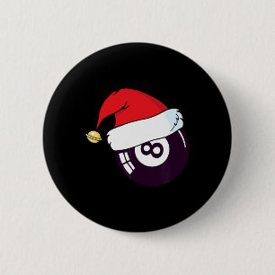 Badge Rond 5 Cm Père Noël Casquette Billard 8 Ll Noël