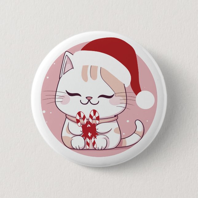 Badge Rond 5 Cm Père Noël Cat #2 (Devant)