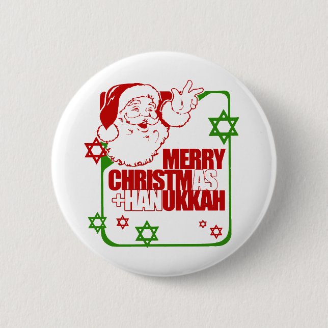 Badge Rond 5 Cm Père Noël Christmukkah (Devant)