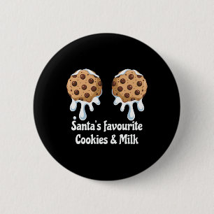 Badge Rond 5 Cm Père Noël Cookies Favoris Et Lait Femme