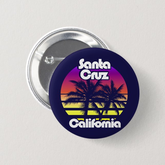 Badge Rond 5 Cm Père Noël Cruz Californie (Devant & derrière)