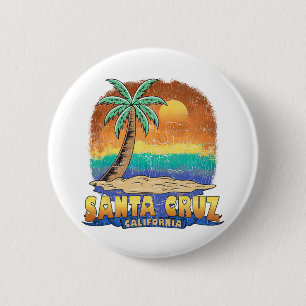 Badge Rond 5 Cm Père Noël Cruz Californie Souvenir Vintage en détr