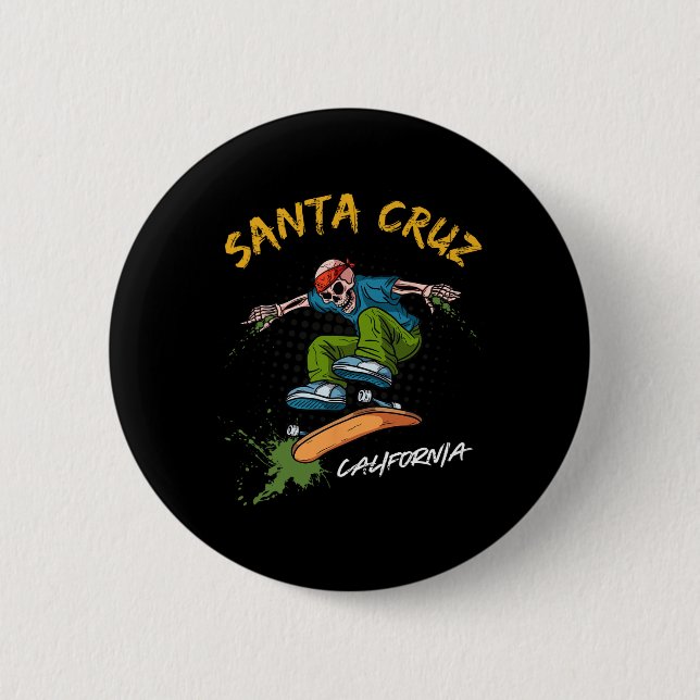 Badge Rond 5 Cm Père Noël-cruz Skeleton Skateboard Beach Funny Hal (Devant)