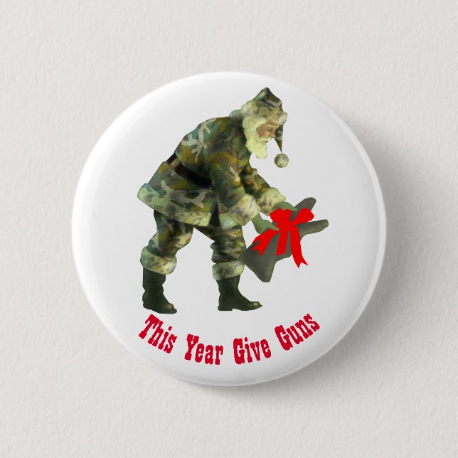 Badge Rond 5 Cm Père Noël dans le camouflage (Devant)
