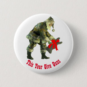 Badge Rond 5 Cm Père Noël dans le camouflage