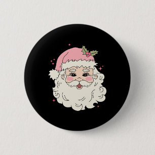 Badge Rond 5 Cm Père Noël de Noël Rose Vintage Joyeux Noël Femme