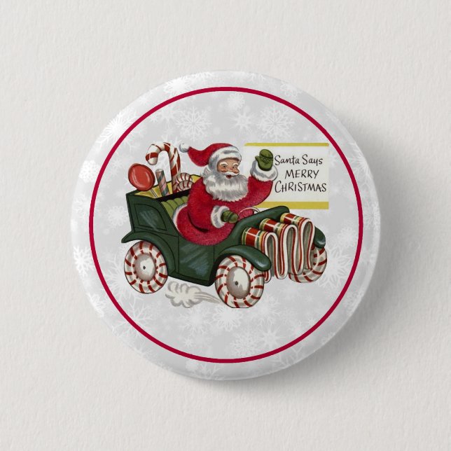 Badge Rond 5 Cm Père Noël dit Joyeux Noël (Devant)