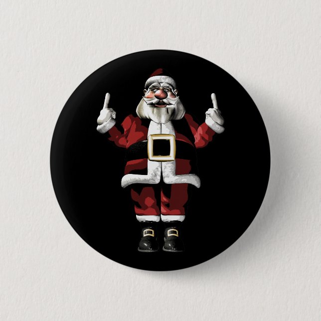 Badge Rond 5 Cm Père Noël donne le doigt (Devant)