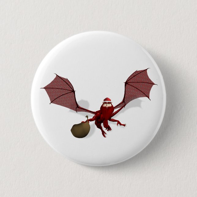 Badge Rond 5 Cm Père Noël Dragon (Devant)