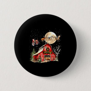 Badge Rond 5 Cm Père Noël drôle tracteur vaches ferme agriculteur