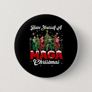 Badge Rond 5 Cm Père Noël drôle Trump Joyeux M.a.g.a Ch
