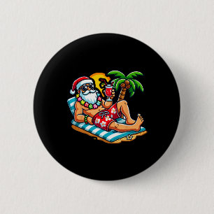 Badge Rond 5 Cm Père Noël en maillot de bain Noël en juillet à la 