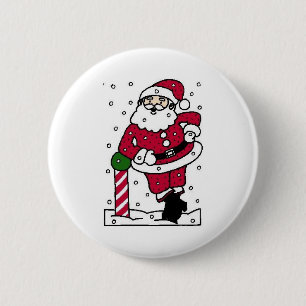 Badge Rond 5 Cm père Noël En Neige