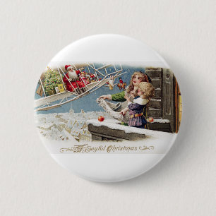 Badge Rond 5 Cm Père Noël Enfants Noël Vintage
