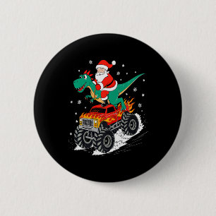 Badge Rond 5 Cm Père Noël équitation T Rex Dinosaur Monster Camion